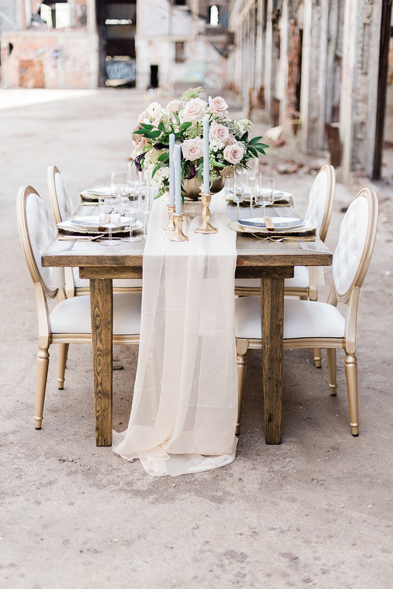 Packard Plant in Detroit wedding editorial