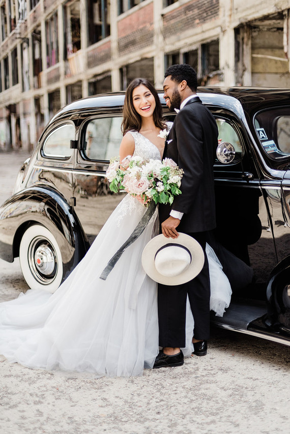 Packard Plant in Detroit wedding editorial