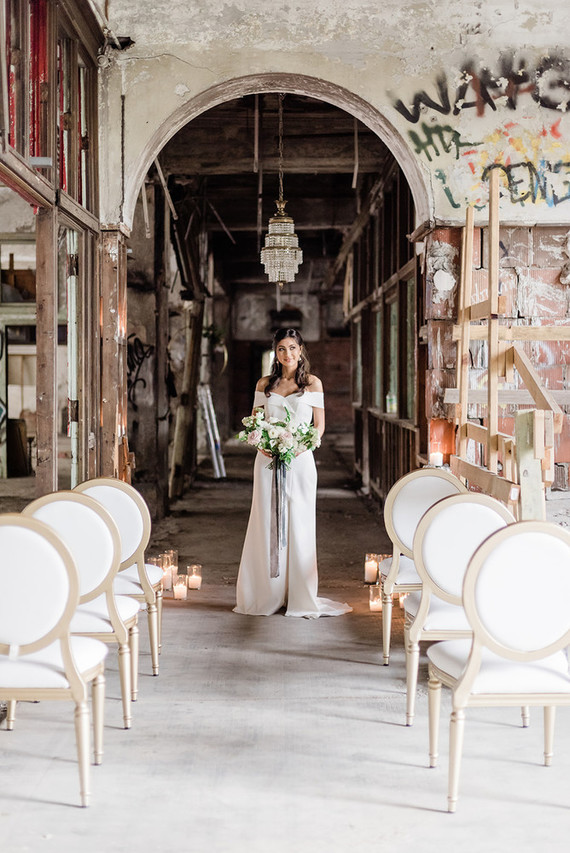 Packard Plant in Detroit wedding editorial
