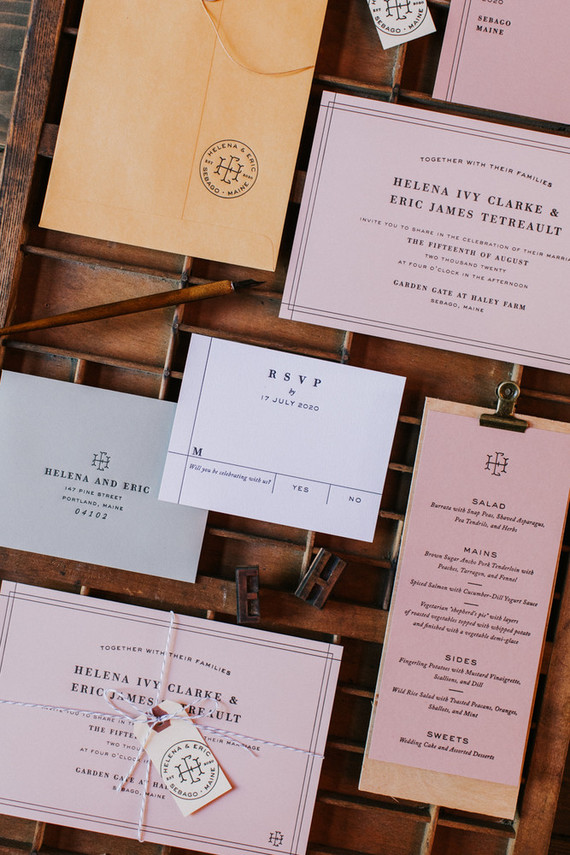 peach and rose fall invites