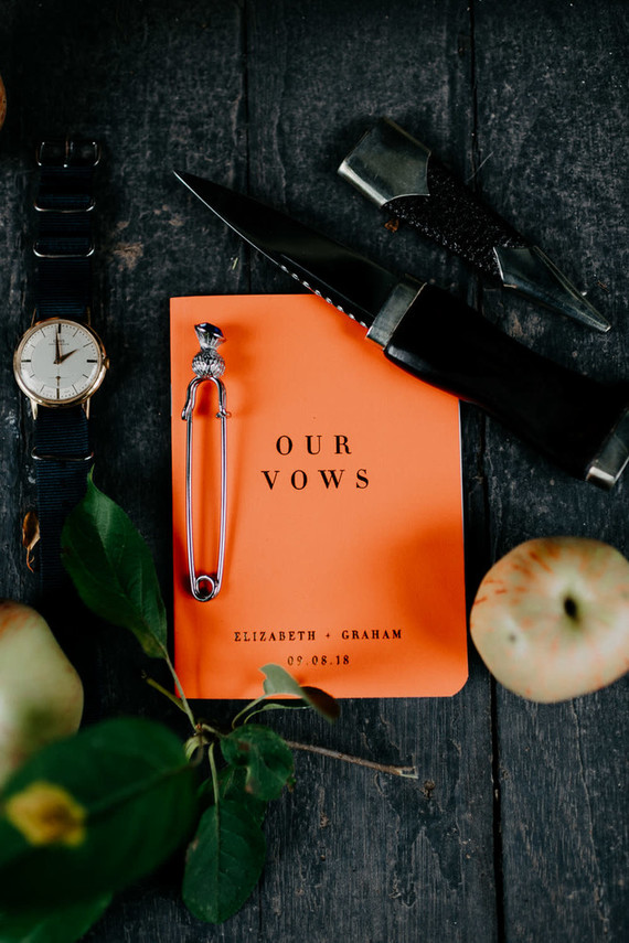 A print maker's thoughtful DIY fall wedding ... with kilts! Inspiration