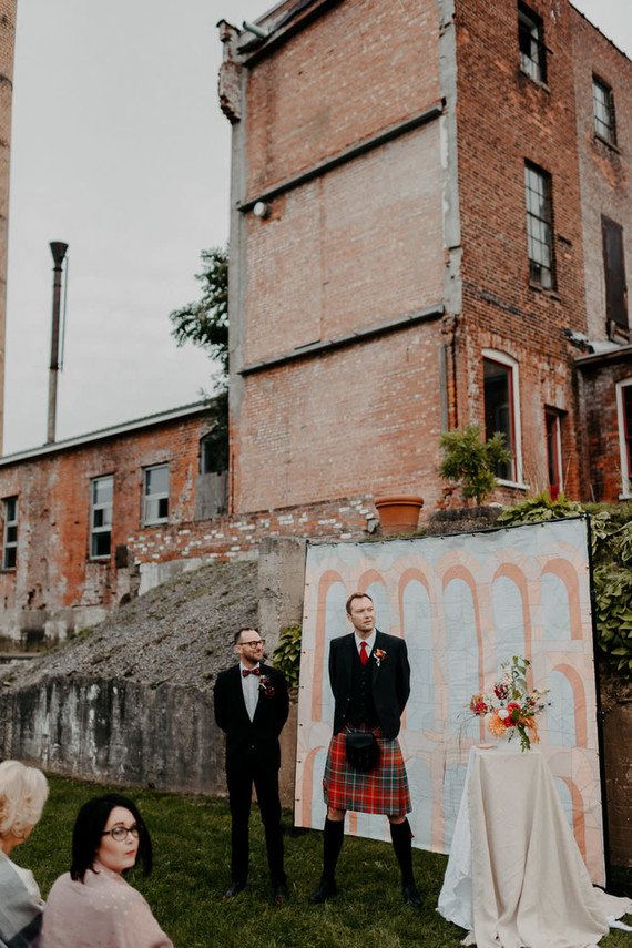 A print maker's thoughtful DIY fall wedding ... with kilts! Inspiration