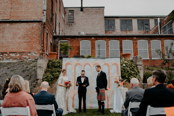 A print maker's thoughtful DIY fall wedding ... with kilts! Inspiration