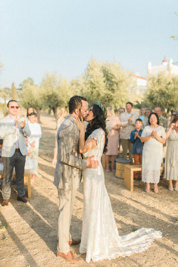 Intimate vow renewal with the couple's children in Portugal
