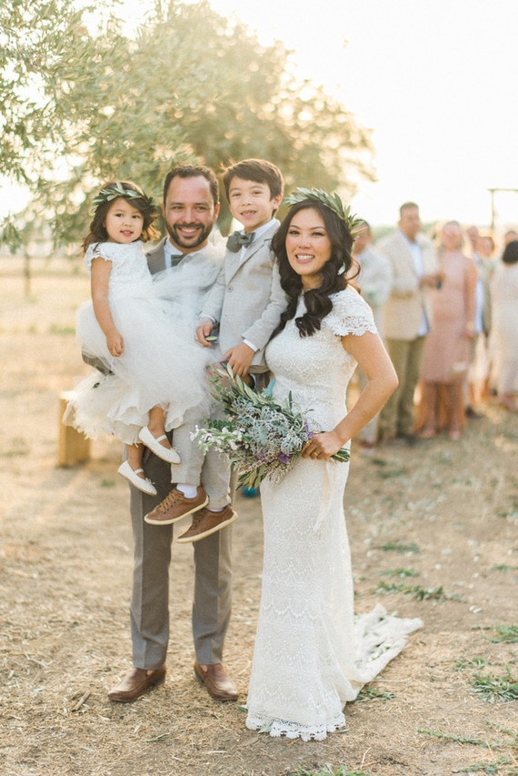 Intimate vow renewal with the couple's children in Portugal