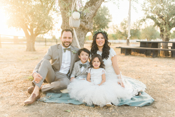 Intimate vow renewal with the couple's children in Portugal