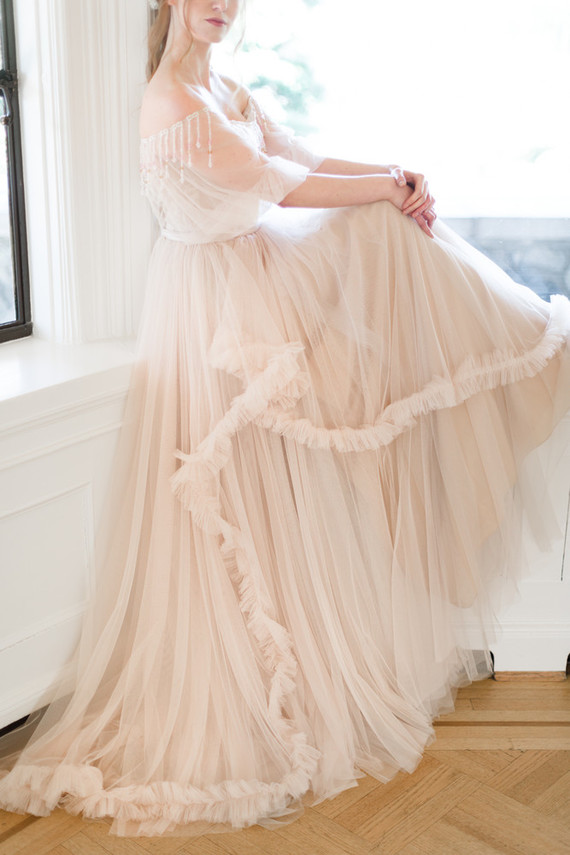 Ruffled bridal gown