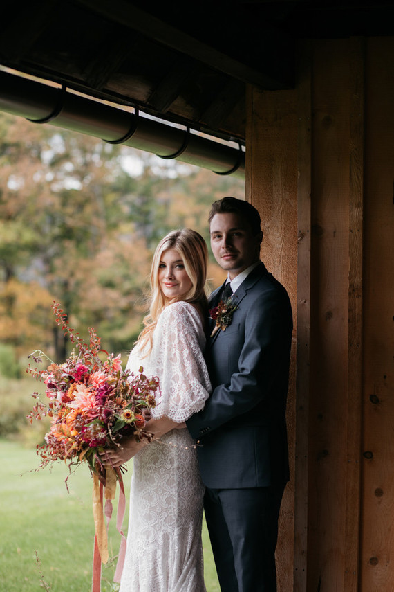 Autumn barn wedding in the Catskills with amazing florals