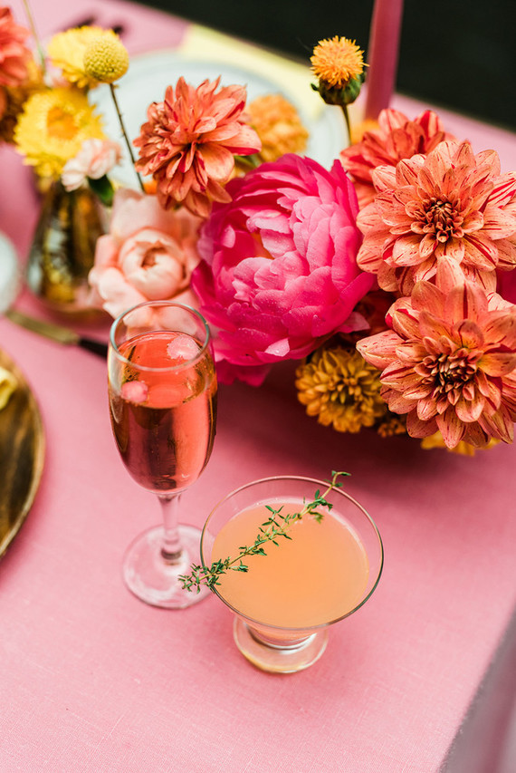 Ultra colorful wedding design inspired by Indian floral garlands and Day of the Dead