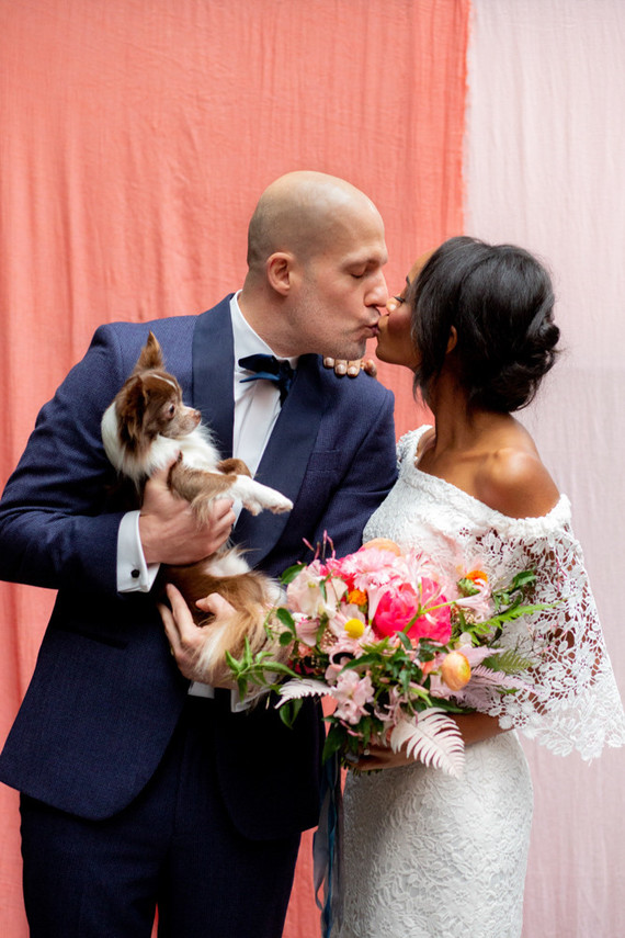Ultra colorful wedding design inspired by Indian floral garlands and Day of the Dead Inspiration