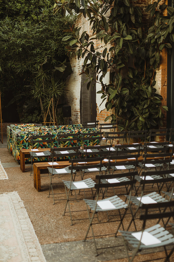 Modern tropical DTLA wedding with designer details at The Millwick