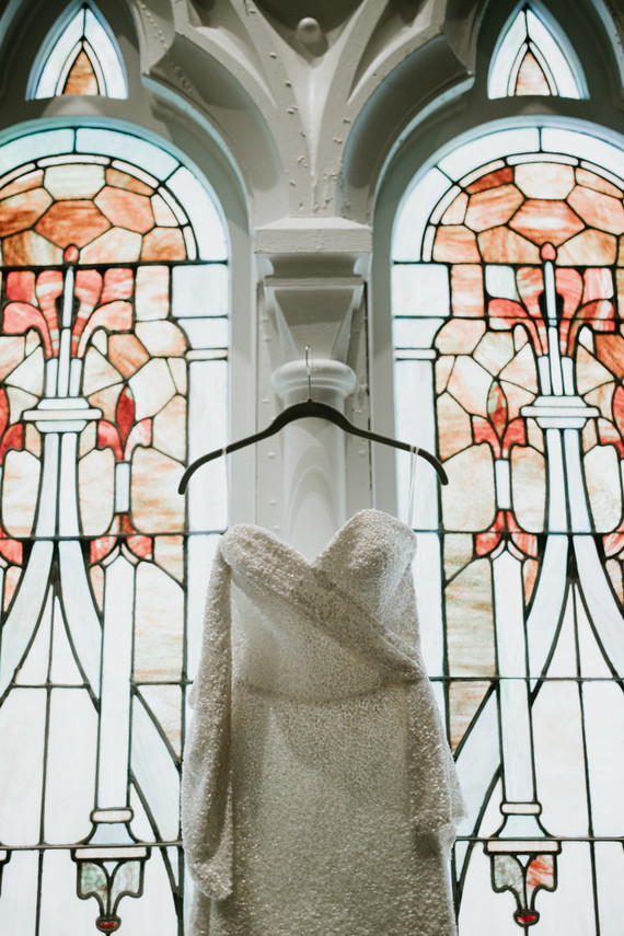 All white urban winter wedding in Cincinnati