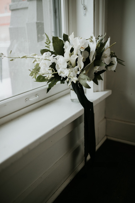 All white urban winter wedding in Cincinnati