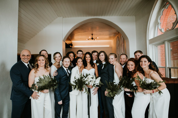 All white urban winter wedding in Cincinnati