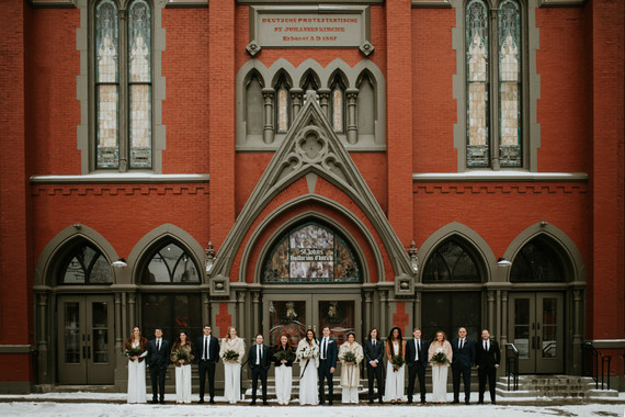 All white urban winter wedding in Cincinnati