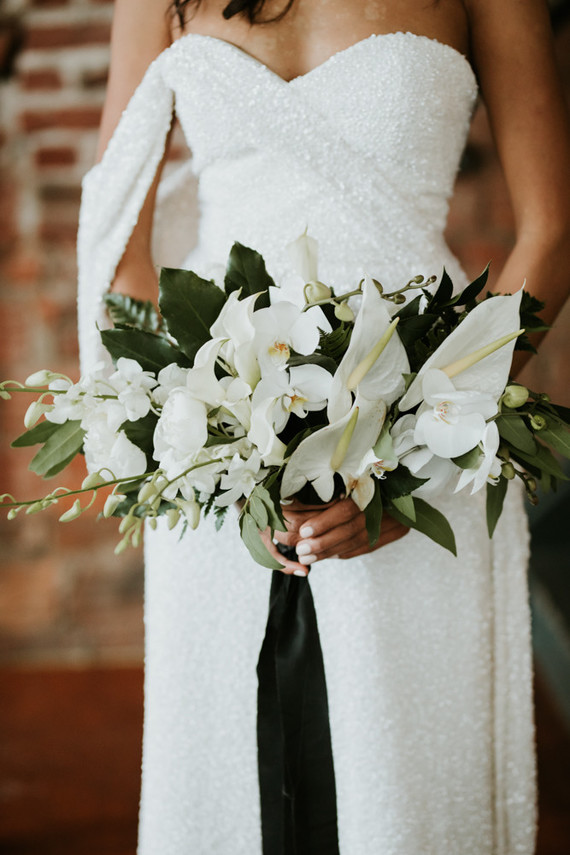All white urban winter wedding in Cincinnati