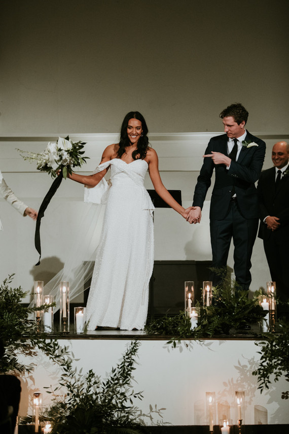 All white urban winter wedding in Cincinnati