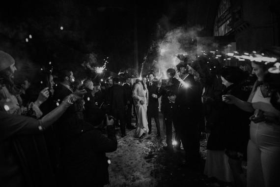 All white urban winter wedding in Cincinnati