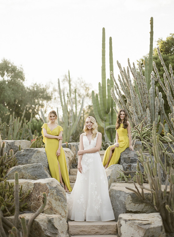 Lemon yellow bridesmaid dresses for spring