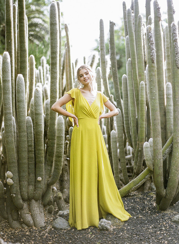 Lemon yellow bridesmaid dresses for spring