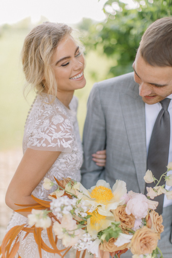 Modern stylish fairytale wedding in a dramatic English garden