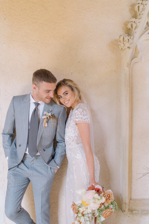 Modern stylish fairytale wedding in a dramatic English garden