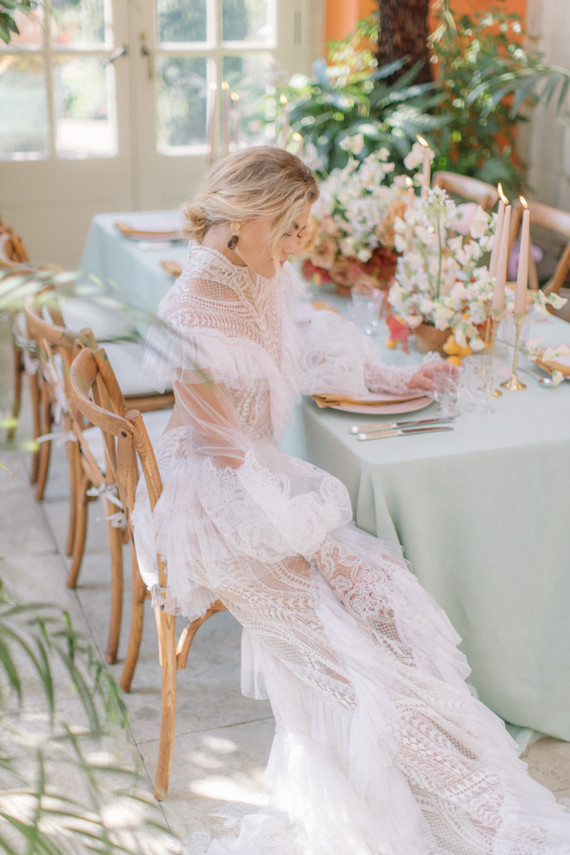 Modern stylish fairytale wedding in a dramatic English garden