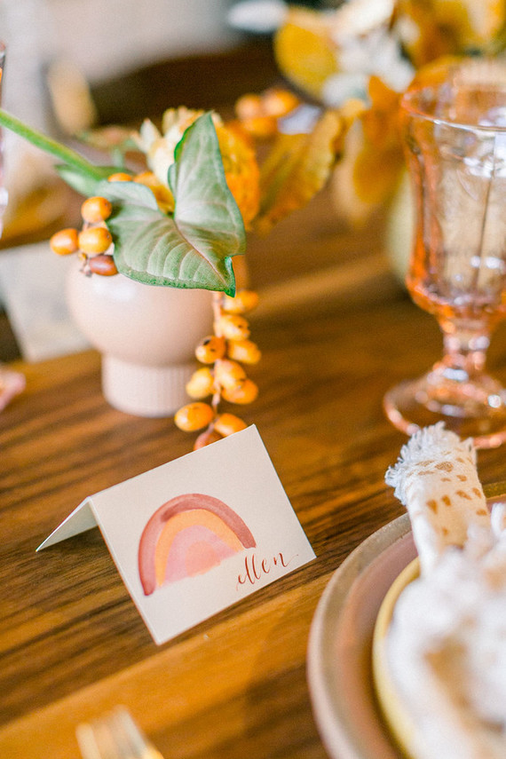 A rainbow Friendsgiving-inspired baby shower