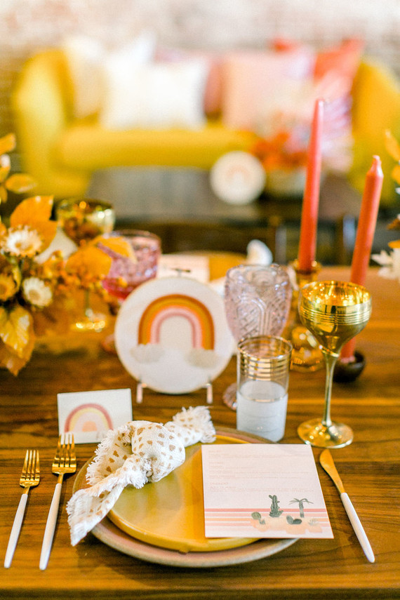 A rainbow Friendsgiving-inspired baby shower Inspiration