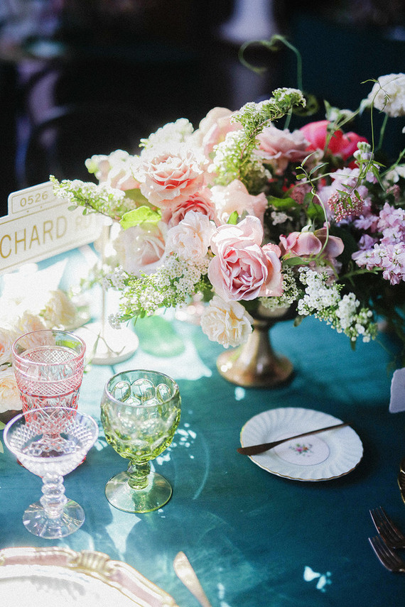 Emerald and pink travel inspired wedding at the USC University Club Inspiration