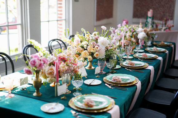 Emerald and pink travel inspired wedding at the USC University Club Inspiration