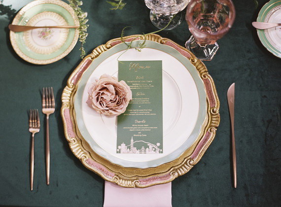 Emerald and pink travel inspired wedding at the USC University Club Inspiration