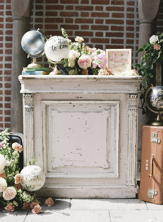 Emerald and pink travel inspired wedding at the USC University Club Inspiration