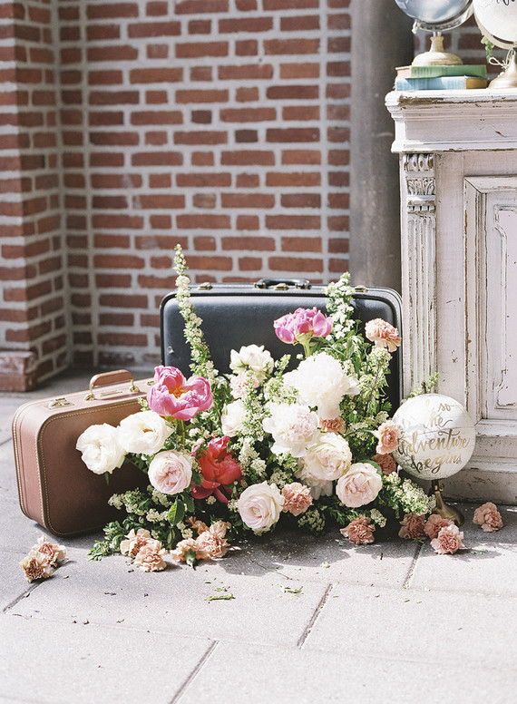Emerald and pink travel inspired wedding at the USC University Club Inspiration