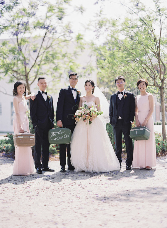 Emerald and pink travel inspired wedding at the USC University Club