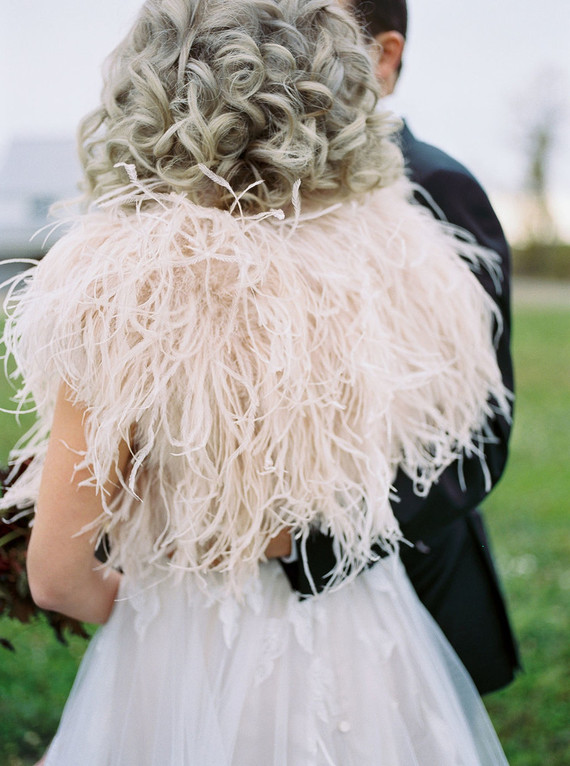 feather winter wedding cape