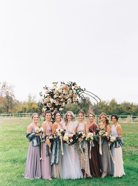 Amazing winter wedding fashion and bridal party style Inspiration