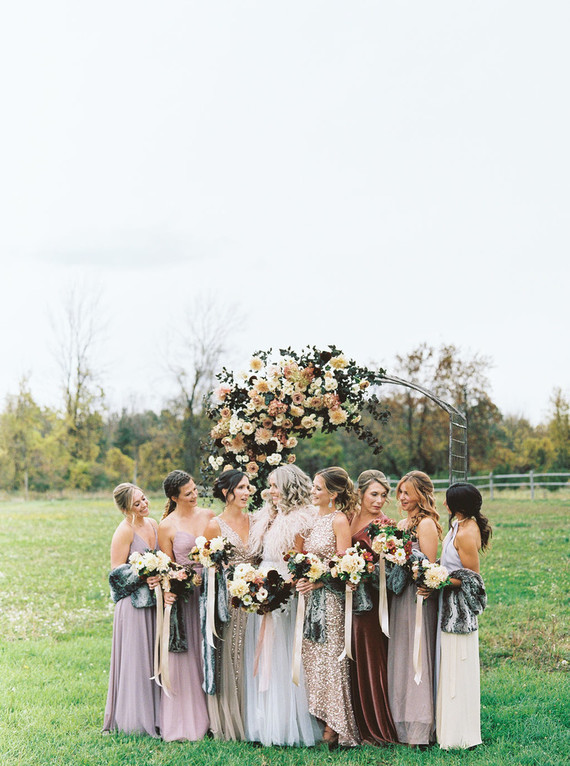Amazing winter wedding fashion and bridal party style Inspiration