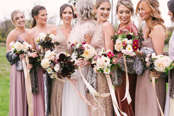 Amazing winter wedding fashion and bridal party style Inspiration