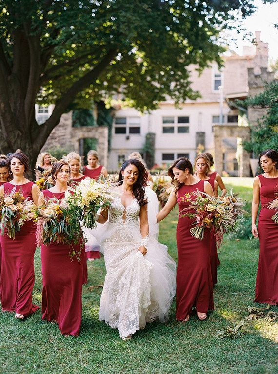 festive holiday bridal party