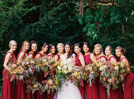 red bridesmaid dresses