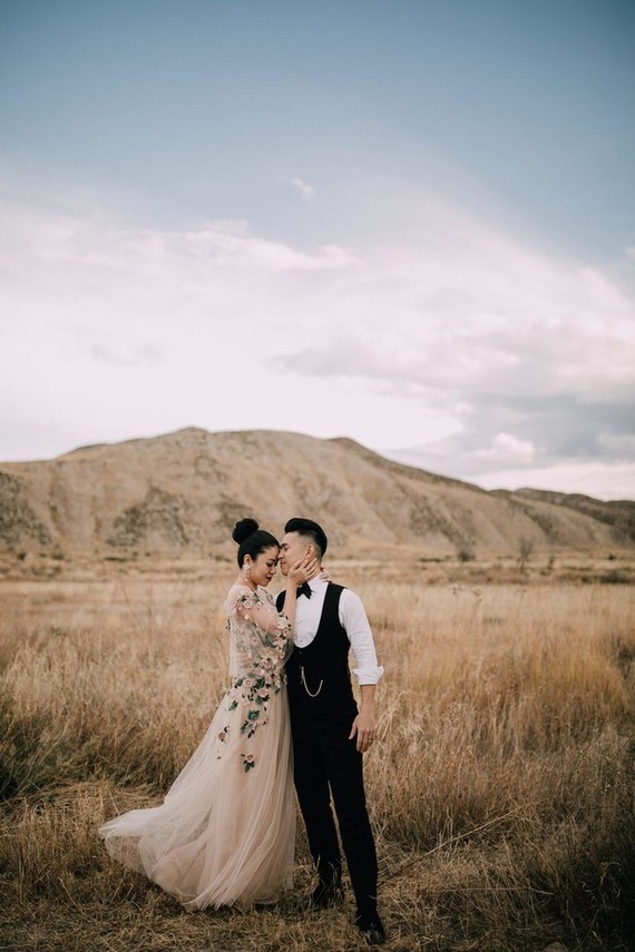 A moody dream garden wedding for a fashion forward couple at Palacio Villahermosa in Spain