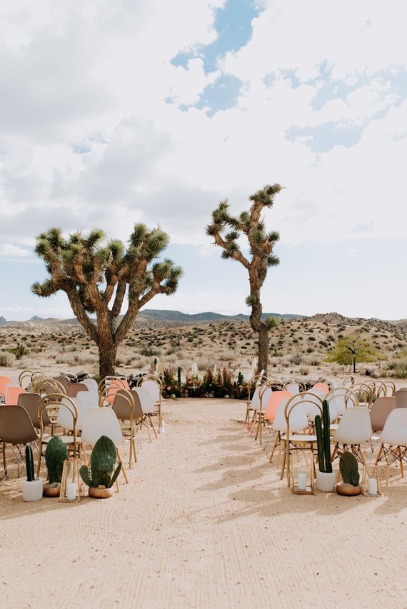 Colorful boho wedding reception in Joshua Tree