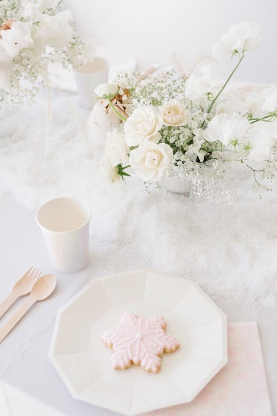 All white arctic wonderland 7th birthday party Inspiration