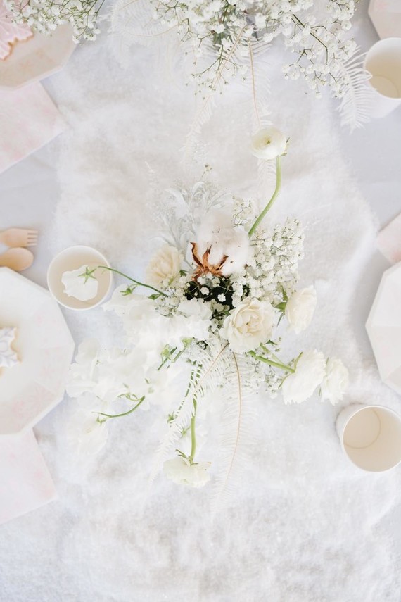 All white arctic wonderland 7th birthday party Inspiration
