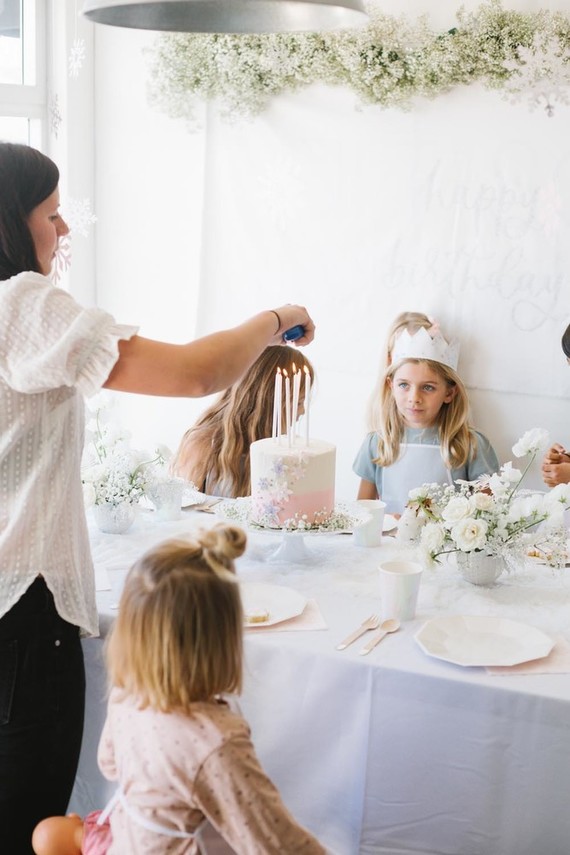 All white arctic wonderland 7th birthday party Inspiration