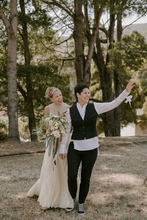 Organic same-sex wedding at Cavallo Point in San Francisco with the couple's children