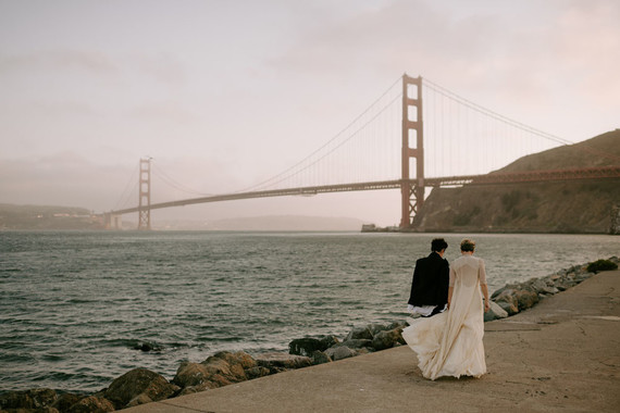 Organic same-sex wedding at Cavallo Point in San Francisco with the couple's children