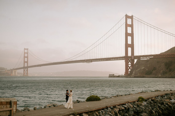Organic same-sex wedding at Cavallo Point in San Francisco with the couple's children