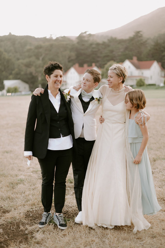 Organic same-sex wedding at Cavallo Point in San Francisco with the couple's children Inspiration